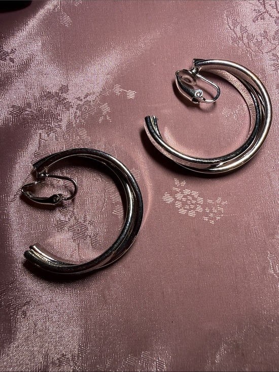 Jewelry - Classic Silver Hoop Earrings - Polished Double-Ring Design